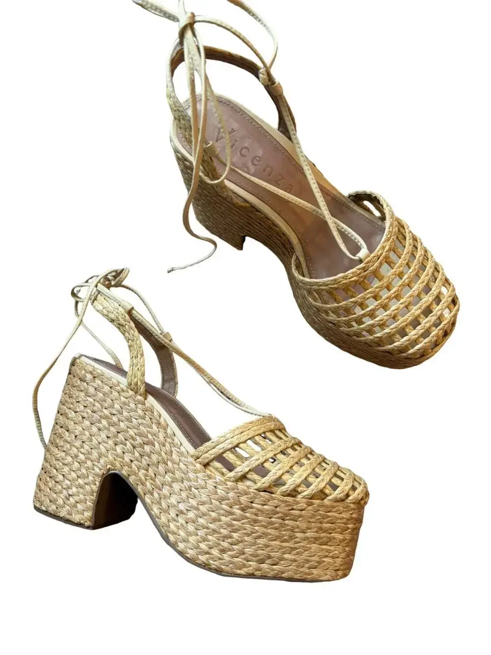 Vicenza Melissa Woven Platform Sandals in Boho Beige